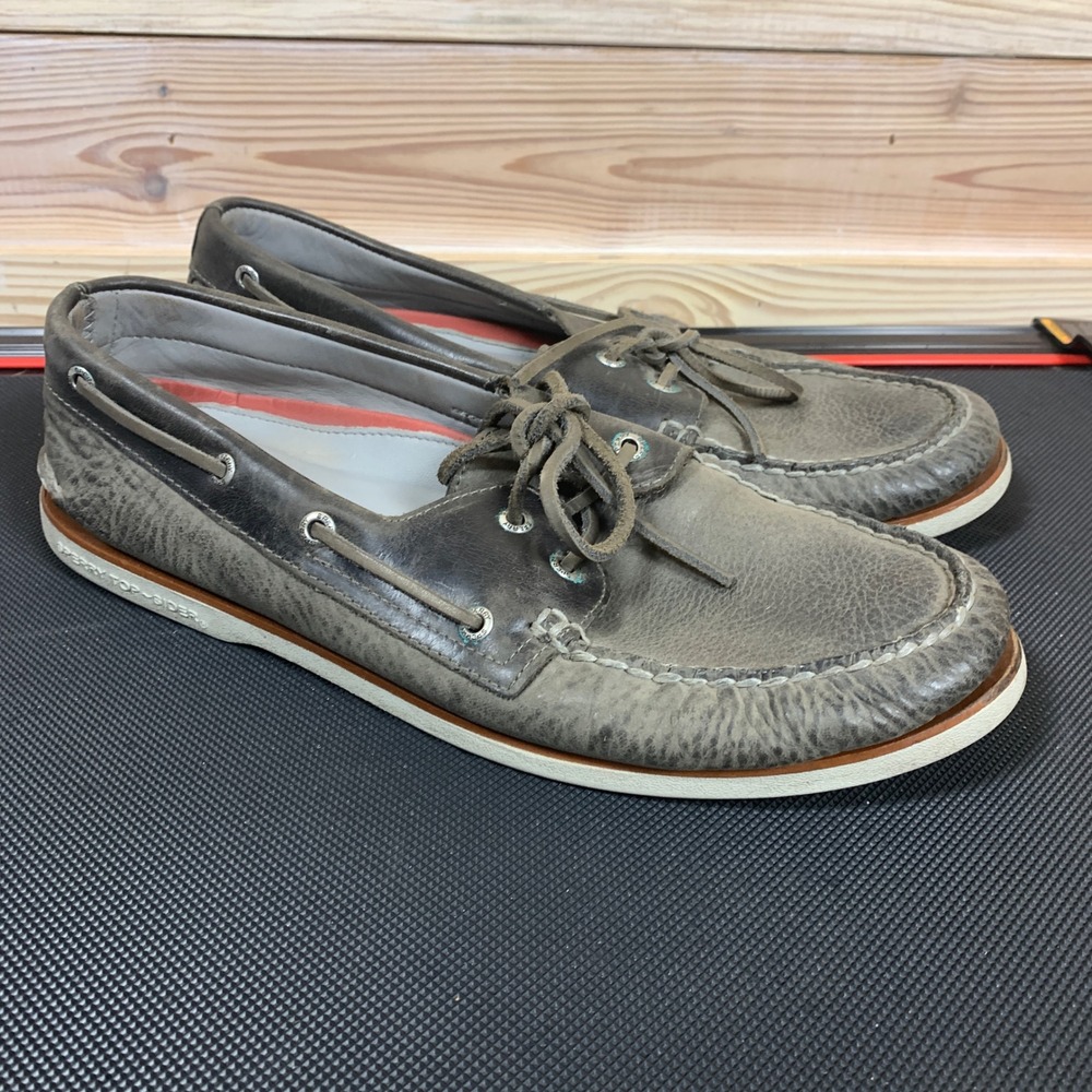 Sperry Gold Cup Boat Shoes Mens‎ 13 Grey Leather Authentic Original Deck Preppy